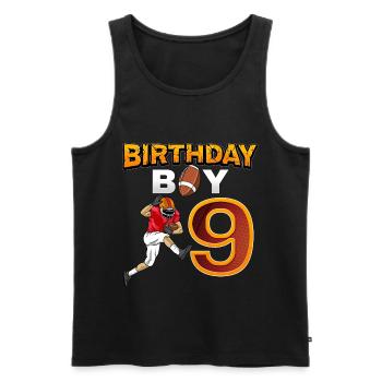 Anniversaire Garçon 9 American Footbal Cadeau - Débardeur bio Premium Homme - noir - Devant - Michal (187cm)