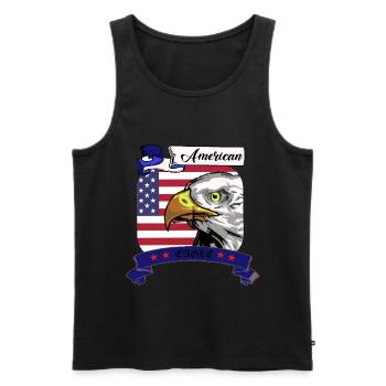 American Eagle, Amerika, Flagge mit Adler - Männer Premium Bio Tank Top - Schwarz - Vorne - AI Model Male 178 light (178cm)