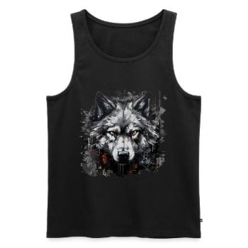 Lone Wolf. Urban hunter in graffiti style. - Men's Premium Organic Tank Top - black - Front - AI Model Male 178 light (178cm)