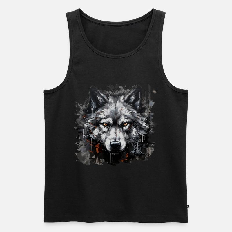 Einzelgänger. Urbaner Jäger im Graffiti-Stil. - Männer Premium Bio Tank Top - Schwarz