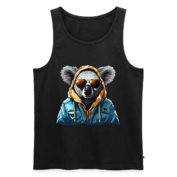 Ours koala de style urbain | Amoureux des koalas - Débardeur bio Premium Homme - noir - Devant - AI Model Male 178 light (178cm)