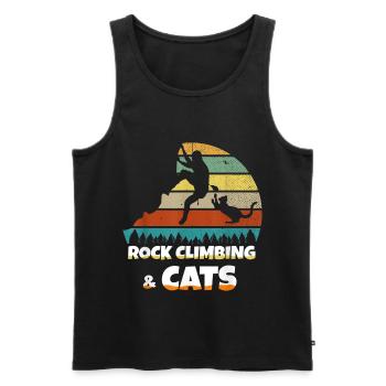 Rock Climbing Cat Grimage Chat Cadeau Hobby - Débardeur bio Premium Homme - noir - Devant - AI Model Male 178 light (178cm)