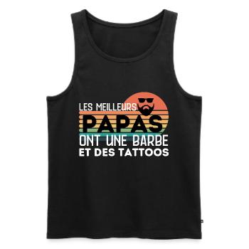 Les meilleurs papas ont une barbe et des tattoos - Débardeur bio Premium Homme - noir - Devant - Michal (187cm)