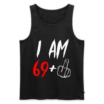70th birthday middle finger - Men's Premium Organic Tank Top - black - Front - AI Model Male 178 light (178cm)