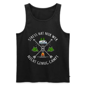 Only those who don't camp enough have stress - Men's Premium Organic Tank Top - black - Front - Michal (187cm)
