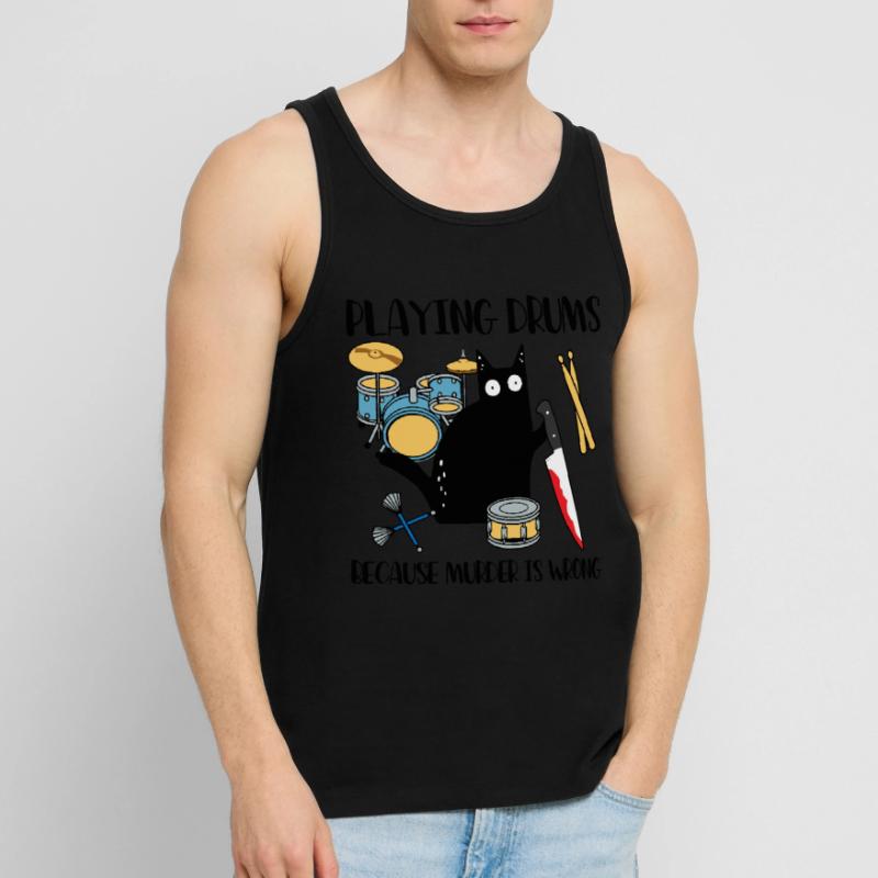 Playing Drums Because Murder Is Wrong Cat Men's Premium Organic Tank Top