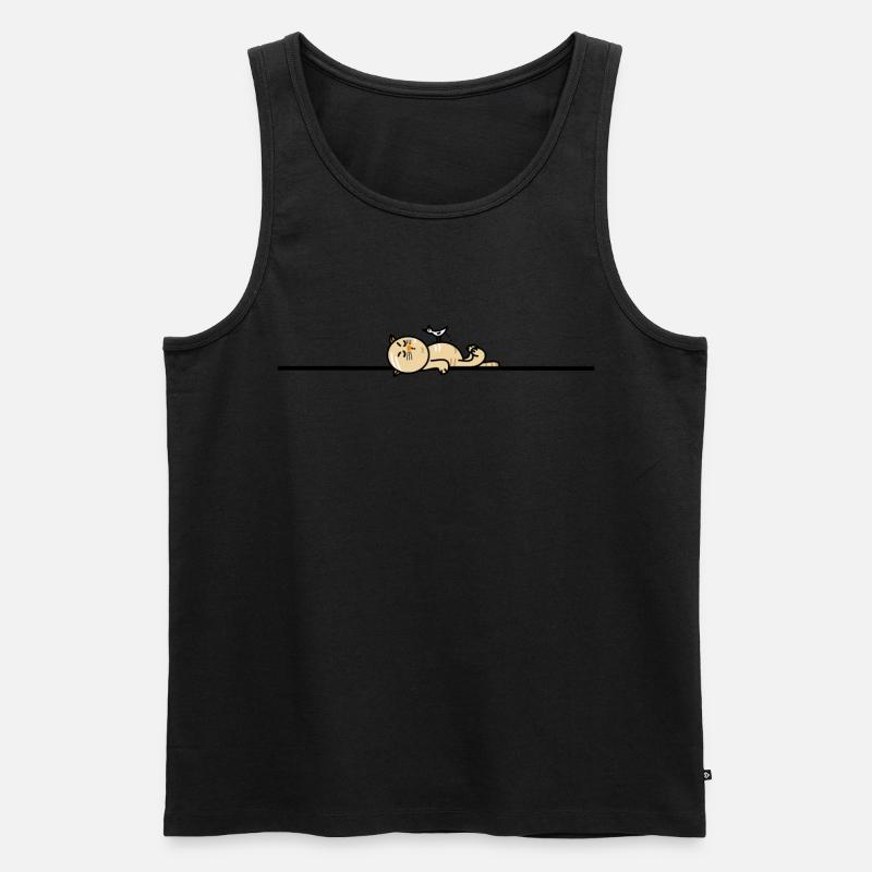 Lustige Katze mit Möwe - Männer Premium Bio Tank Top - undefined