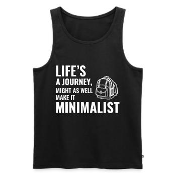 Life's a Journey Make It Minimalist GIS Backpack - Men's Premium Organic Tank Top - black - Front - AI Model Male 178 light (178cm)