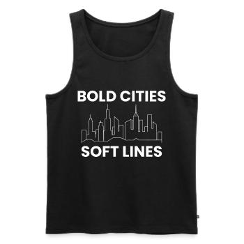 Villes audacieuses, lignes douces, SIG, urbanisme - Débardeur bio Premium Homme - noir - Devant - AI Model Male 178 light (178cm)