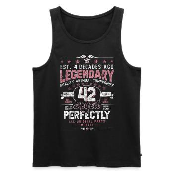Vintage 42 Aged Perfectly Women on 42nd Birthday - Men's Premium Organic Tank Top - black - Front - Michal (187cm)