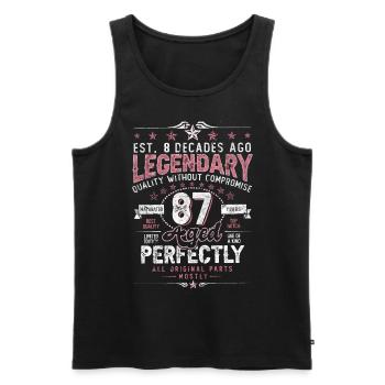 Vintage 87 Aged Perfectly Women on 87th Birthday - Men's Premium Organic Tank Top - black - Front - AI Model Male 178 light (178cm)