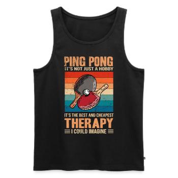 Ping Pong - La meilleure et la moins chère thérapie rétro - Débardeur bio Premium Homme - noir - Devant - Michal (187cm)