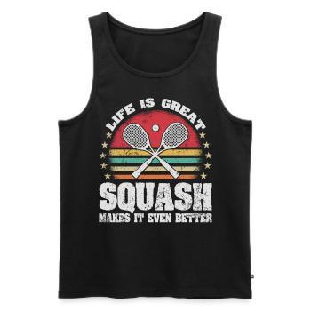Life is Great Squash Makes It Better Retro Squash - Men's Premium Organic Tank Top - black - Front - AI Model Male 178 light (178cm)