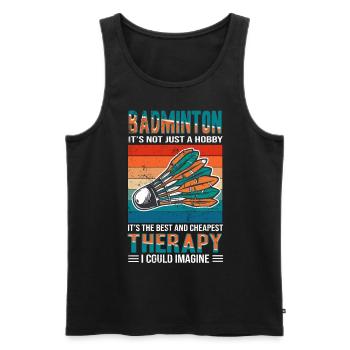 Worlds Okayest Badminton Player Retro Badminton - Männer Premium Bio Tank Top - Schwarz - Vorne - Michal (187cm)