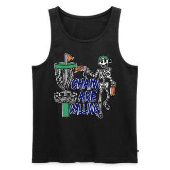 Les chaînes rétro Sunset appellent le disc golf - Débardeur bio Premium Homme - noir - Devant - Michal (187cm)