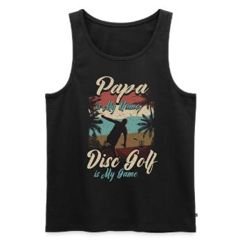 Papa est mon nom Disc Golf est mon jeu pour papa - Débardeur bio Premium Homme - noir - Devant - Michal (187cm)
