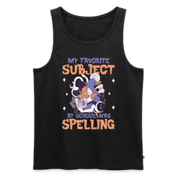My Favorite Subject What Spelling Halloween Witch - Men's Premium Organic Tank Top - black - Front - Michal (187cm)