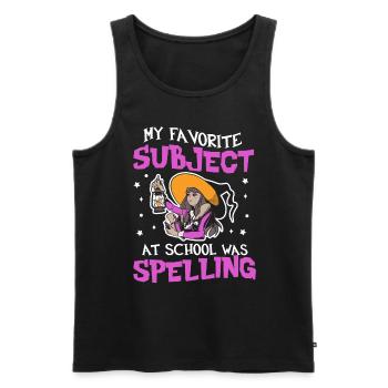 My Favorite Subject What Spelling Halloween Witch - Men's Premium Organic Tank Top - black - Front - Michal (187cm)