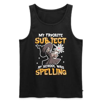 My Favorite Subject Was Spelling Halloween Hexe - Männer Premium Bio Tank Top - Schwarz - Vorne - Michal (187cm)