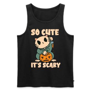Cat Pumpkin Halloween Outfit So Cute It's Scary - Men's Premium Organic Tank Top - black - Front - Michal (187cm)