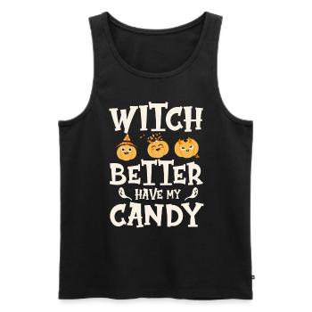 Sorcière mieux avoir mes bonbons drôle Halloween - Débardeur bio Premium Homme - noir - Devant - AI Model Male 178 light (178cm)