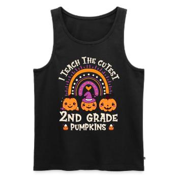 Halloween I Teach The Cutest 2nd Grade Pumpkins - Men's Premium Organic Tank Top - black - Front - Michal (187cm)