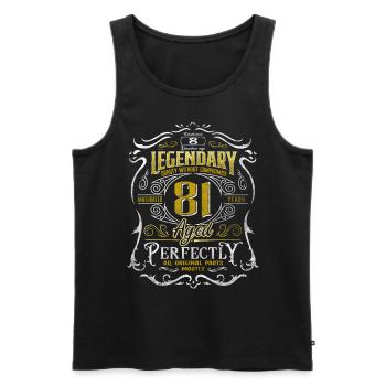 Legendary 81 Year Old Aged Perfectly 81th Birthday - Men's Premium Organic Tank Top - black - Front - Michal (187cm)