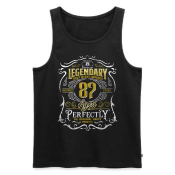 Legendary 87 Year Old Aged Perfectly 87th Birthday - Men's Premium Organic Tank Top - black - Front - AI Model Male 178 light (178cm)