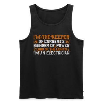 Im The Keeper Of Current Elektriker - Männer Premium Bio Tank Top - Schwarz - Vorne - Michal (187cm)