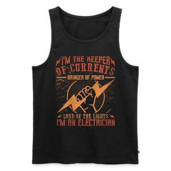 Im The Keeper Of Current Elektriker - Männer Premium Bio Tank Top - Schwarz - Vorne - Michal (187cm)