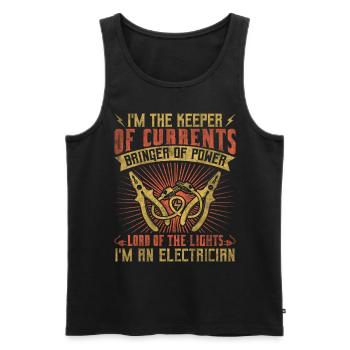 Im The Keeper Of Current Elektriker - Männer Premium Bio Tank Top - Schwarz - Vorne - Michal (187cm)