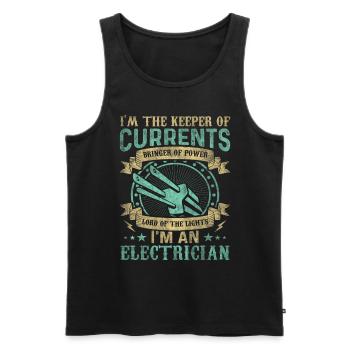 Im The Keeper Of Current Elektriker - Männer Premium Bio Tank Top - Schwarz - Vorne - Michal (187cm)
