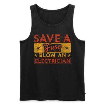 Save A Fuse Blow An Electrician Elektriker - Men's Premium Organic Tank Top - black - Front - AI Model Male 178 light (178cm)