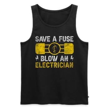 Save A Fuse Blow An Electrician Elektriker - Men's Premium Organic Tank Top - black - Front - AI Model Male 178 light (178cm)