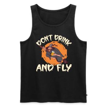 Hexe Halloween Party Motif Don't Drink And Fly - Männer Premium Bio Tank Top - Schwarz - Vorne - AI Model Male 178 light (178cm)