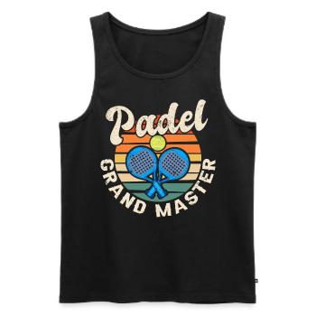 Cool Retro Crossing Rackets Padel Grand Master - Männer Premium Bio Tank Top - Schwarz - Vorne - Michal (187cm)