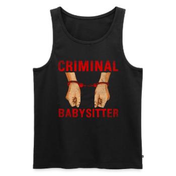 Baby-sitter criminelle Drôle d’agent correctionnel - Débardeur bio Premium Homme - noir - Devant - AI Model Male 178 light (178cm)