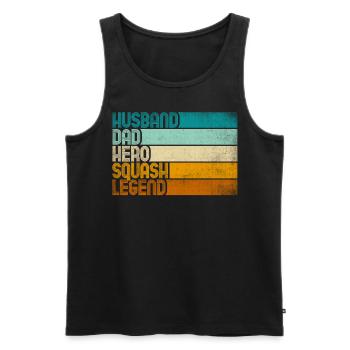 Retro Husband Dad Hero Squash Legend - Men's Premium Organic Tank Top - black - Front - AI Model Male 178 light (178cm)