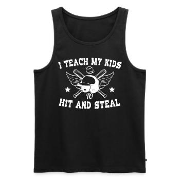 I Teach My Kids To Hit And Steal Softball Papa - Men's Premium Organic Tank Top - black - Front - Michal (187cm)