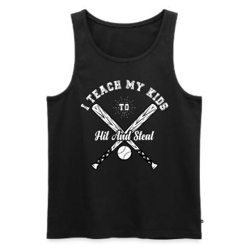 I Teach My Kids To Hit And Steal Softball Papa - Men's Premium Organic Tank Top - black - Front - Michal (187cm)
