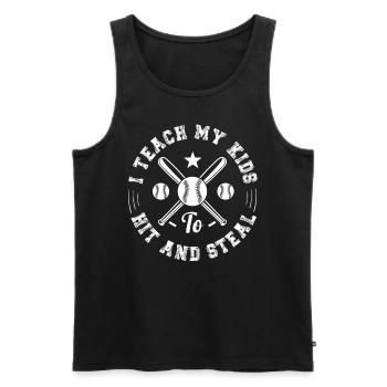 I Teach My Kids To Hit And Steal Softball Papa - Men's Premium Organic Tank Top - black - Front - Michal (187cm)