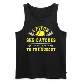 I Pitch She Catches You Walk Back To The Dugout - Männer Premium Bio Tank Top - Schwarz - Vorne - AI Model Male 178 light (178cm)