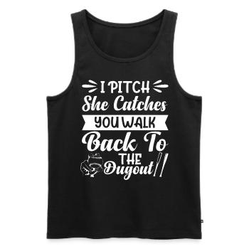 I Pitch She Catches You Walk Back To The Dugout - Männer Premium Bio Tank Top - Schwarz - Vorne - AI Model Male 178 light (178cm)