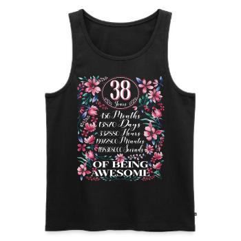 38 ans, mois Floral Femmes 38e anniversaire - Débardeur bio Premium Homme - noir - Devant - Michal (187cm)