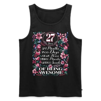 27 Years, Months Florales Frauen 27. Geburtstags - Männer Premium Bio Tank Top - Schwarz - Vorne - Michal (187cm)