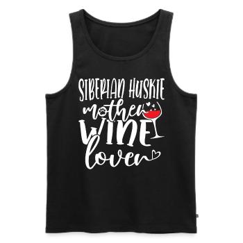 Amateur de vin SIBERIAN HUSKIE Mère - Débardeur bio Premium Homme - noir - Devant - Michal (187cm)