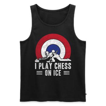 I play Chess on Ice Curling House - Men's Premium Organic Tank Top - black - Front - AI Model Male 178 light (178cm)