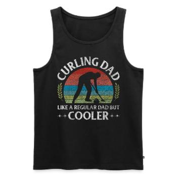 Comme un papa ordinaire mais un papa de curling rétro plus cool - Débardeur bio Premium Homme - noir - Devant - Michal (187cm)