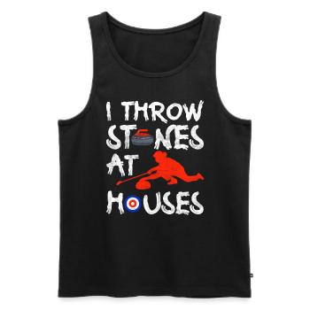 I Throw Stones At Houses Funny Curling - Männer Premium Bio Tank Top - Schwarz - Vorne - AI Model Male 178 light (178cm)