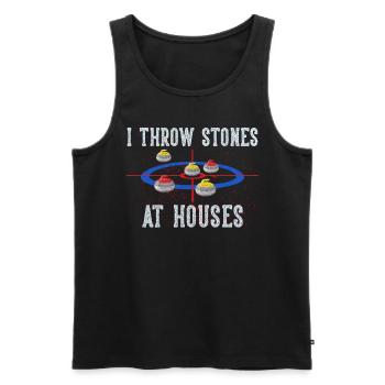 I Throw Stones At Houses Funny Curling - Männer Premium Bio Tank Top - Schwarz - Vorne - AI Model Male 178 light (178cm)